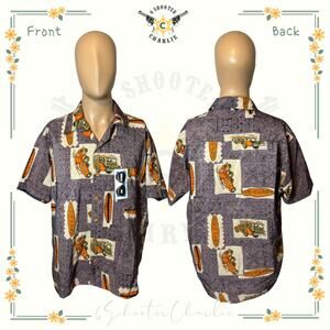 NWT Roundy Bay VW Bug Hawaiian Surf Shirt Mens Size Large Brown Printed
